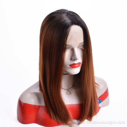 Aishili wholesale ombre 360 straight lace front wigs heat resistant synthetic wigs for black women